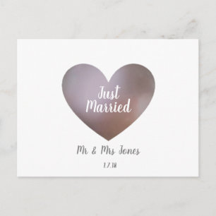 Faire-part Carte postale de mariage coeur perle et violet tou