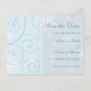 Faire-part Carte postale de mariage d'hiver Light Blue Save t