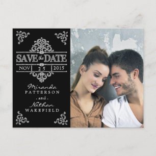 Faire-part Carte postale de mariage élégante avec photo sur f