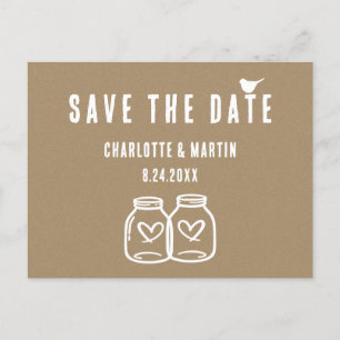 Faire-part Carte postale de mariage en papier kraft rustique 