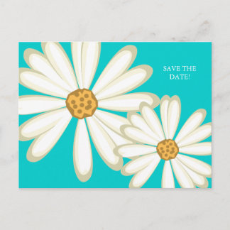 Faire-part Carte postale de mariage Fleur Daisy Bleu Blanc Sa