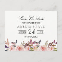 Carte postale de mariage Fleurs de Pivoines Roses 