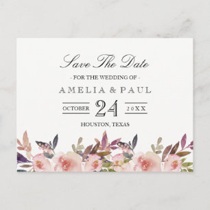 Faire-part Carte postale de mariage Fleurs de Pivoines Roses 