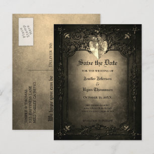 Faire-part Carte postale de mariage gothique Halloween pour a