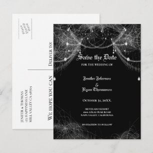Faire-part Carte postale de mariage gothique Halloween pour a