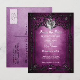 Faire-part Carte postale de mariage gothique Halloween pour a