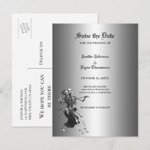 Faire-part Carte postale de mariage gothique Halloween "save 