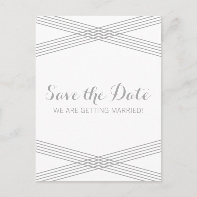 Faire-part Carte postale de mariage moderne gris à conserver (Devant)