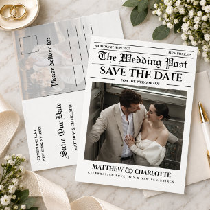 Faire-part Carte postale de mariage photo de sauvegarde de jo