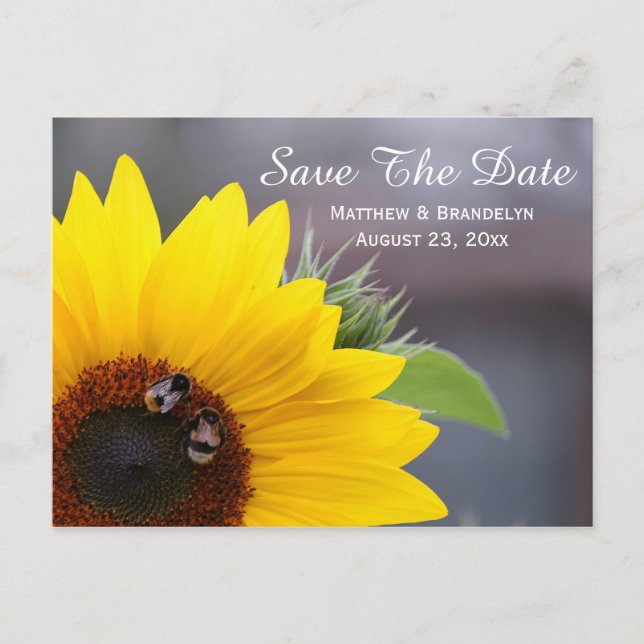 Faire-part Carte Postale de Mariage Sunflower Save The Date (Devant)