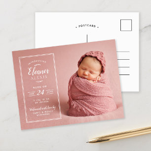 Faire-part Carte postale de naissance avec superposition de p