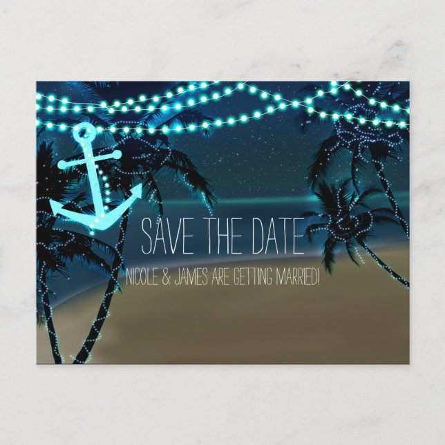 Faire-part Carte postale de pré-annonce de mariage avec plage (Devant)