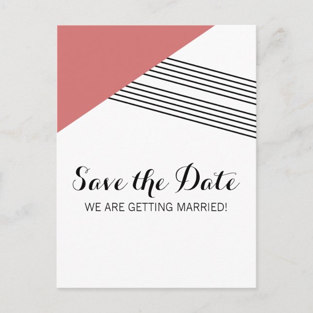 Faire-part Carte postale de préavis de mariage à rayure géomé (Devant)