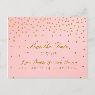 Faire-part Carte postale de préavis en rose blush et points d