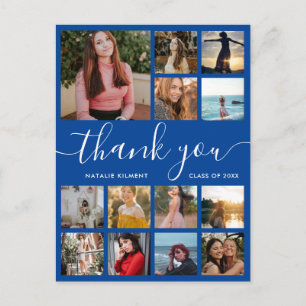 Faire-part Carte postale de remerciement bleue pour collage d