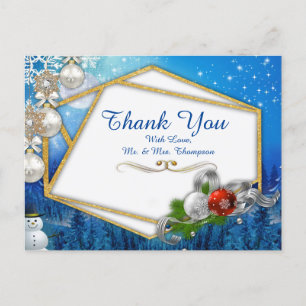 Faire-part Carte postale de remerciement Fantaisie d'hiver en