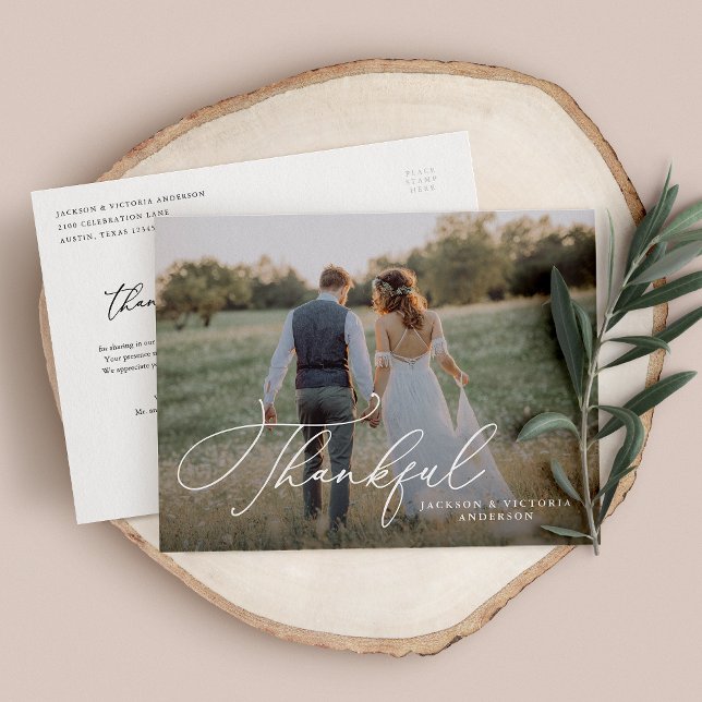 Faire-part Carte postale de remerciement romantique (Créateur téléchargé)