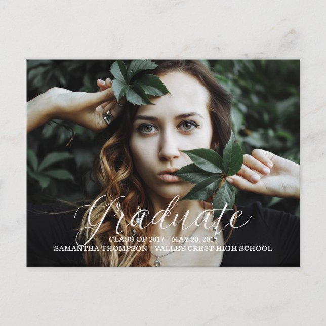 Faire-part Carte postale de remise de diplômes avec écriture  (Devant)