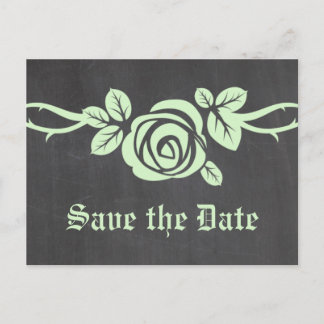 Faire-part Carte postale de rendez-vous Rose verte sur tablea