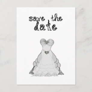 Faire-part carte postale de robe de mariée en police de tissu