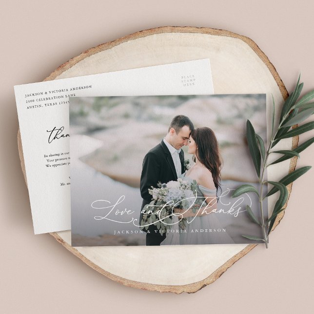 Faire-part Carte postale de romance amour et remerciements (Créateur téléchargé)