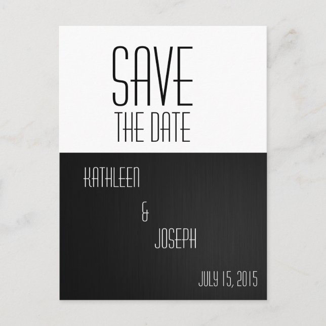 Faire-part Carte postale de sauvegarde chic simple noir et bl (Devant)