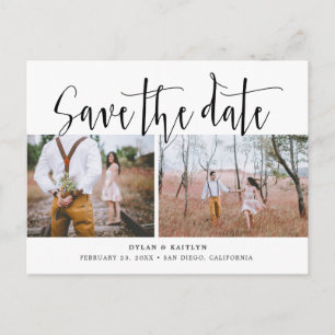 Faire-part Carte postale de sauvegarde de date à deux photos 