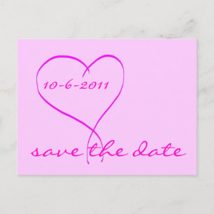 Faire-part Carte postale de sauvegarde de date coeur rose