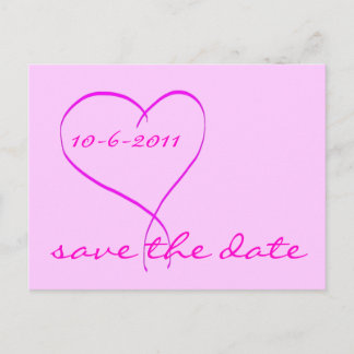 Faire-part Carte postale de sauvegarde de date coeur rose