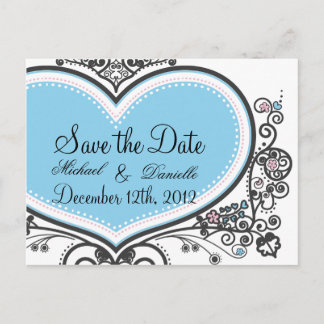 Faire-part Carte postale de sauvegarde de date de cœur