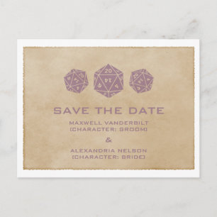Faire-part Carte postale de sauvegarde de date de dés D20 Gru