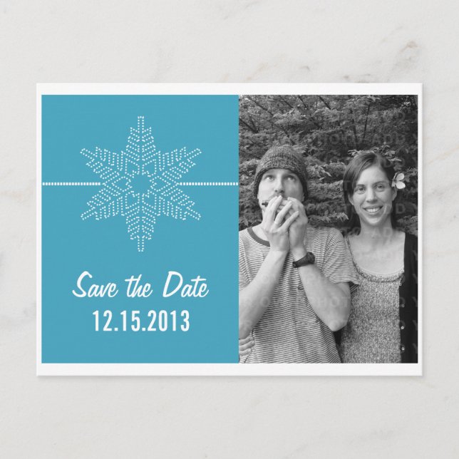 Faire-part Carte postale de sauvegarde de date de flocon de n (Devant)
