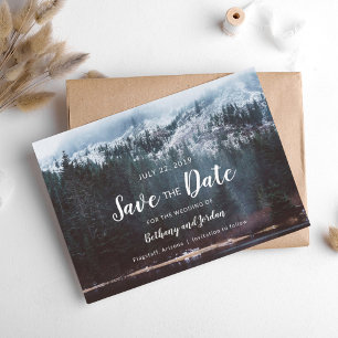 Faire-part Carte postale de sauvegarde de date de forêt monta