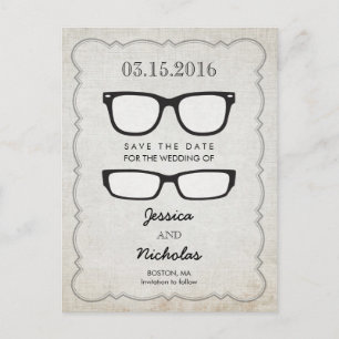 Faire-part Carte postale de sauvegarde de date de lunettes