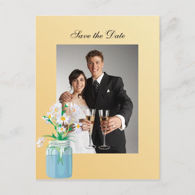 Faire-part Carte postale de sauvegarde de date de marguerites (Devant)