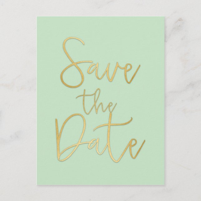 Faire-part Carte postale de sauvegarde de date de menthe et d (Devant)