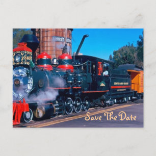 Faire-part Carte postale de sauvegarde de date de train rouge