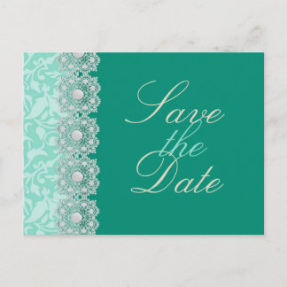 Faire-part Carte postale de sauvegarde de date en aquamarine