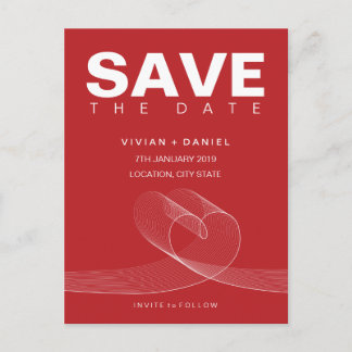 Faire-part Carte postale de sauvegarde de date en blanc ligne