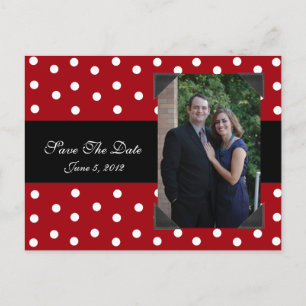 Faire-part Carte postale de sauvegarde de date en pois rouges