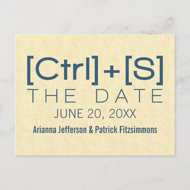 Faire-part Carte postale de sauvegarde de date Geeky Typograp (Devant)
