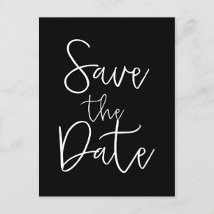 Faire-part Carte postale de sauvegarde de date moderne noir e