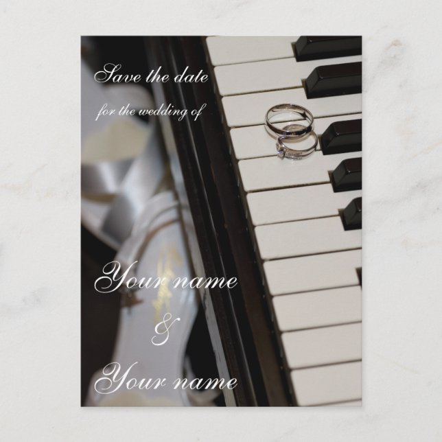 Faire-part Carte postale de sauvegarde de date - Piano (Devant)