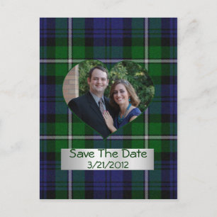 Faire-part Carte postale de sauvegarde de date Plaid Heart Ph