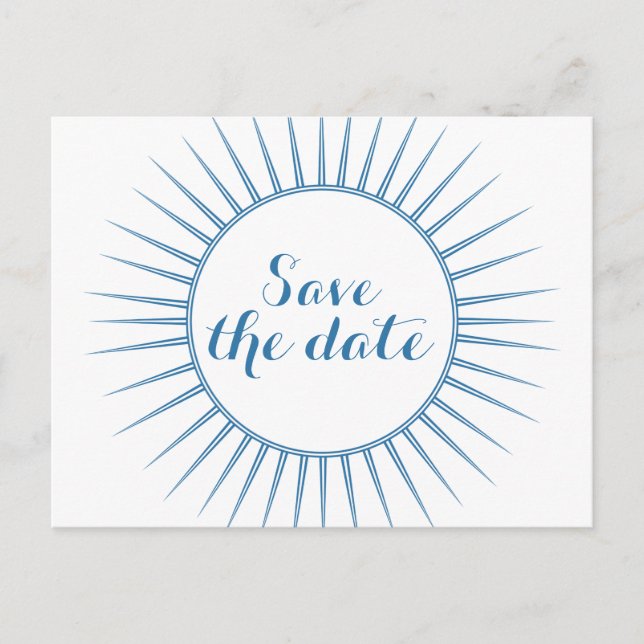 Faire-part Carte postale de sauvegarde de date rétro déco ble (Devant)