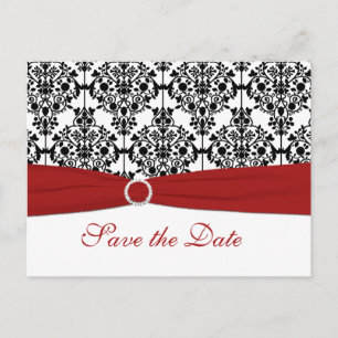 Faire-part Carte postale de sauvegarde de date Rouge, Blanc e