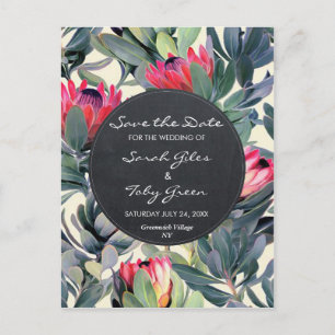 Faire-part carte postale de sauvegarde florale de palmier tro