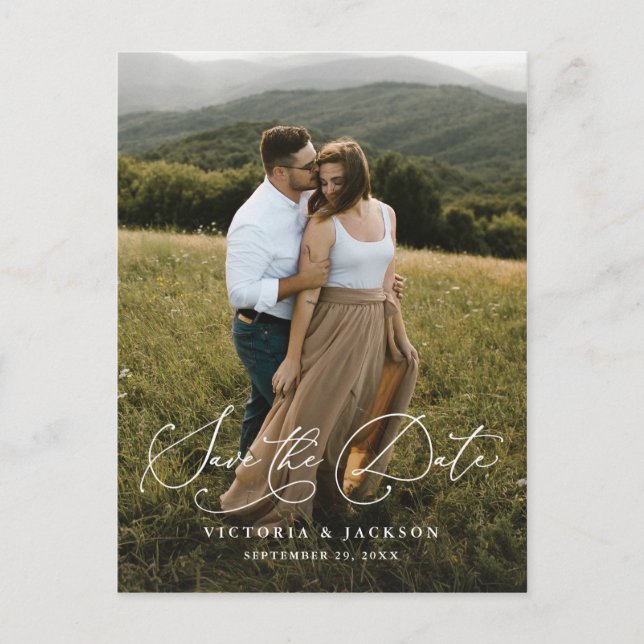 Faire-part Carte postale de sauvegarde verticale de romance (Devant)