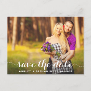 Faire-part Carte postale de save the date avec écriture fanta