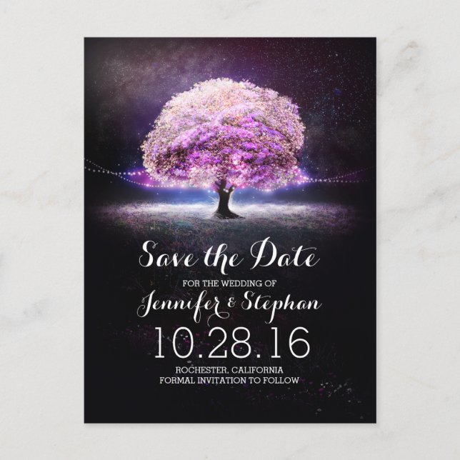 Faire-part Carte postale de save the date romantique avec gui (Devant)